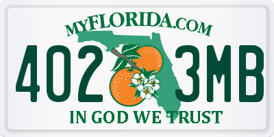 FL license plate 4023MB