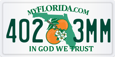FL license plate 4023MM