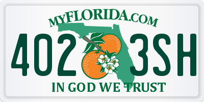 FL license plate 4023SH