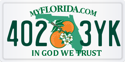 FL license plate 4023YK