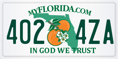 FL license plate 4024ZA