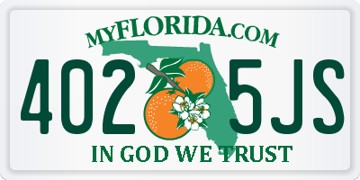 FL license plate 4025JS