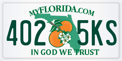 FL license plate 4025KS