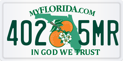 FL license plate 4025MR