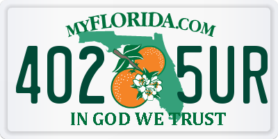 FL license plate 4025UR