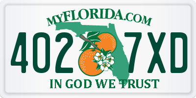 FL license plate 4027XD