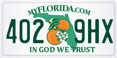 FL license plate 4029HX