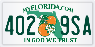FL license plate 4029SA