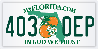 FL license plate 4030EP