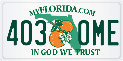 FL license plate 4030ME