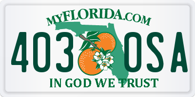 FL license plate 4030SA