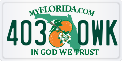 FL license plate 4030WK