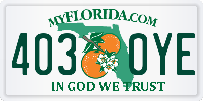 FL license plate 4030YE