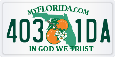FL license plate 4031DA