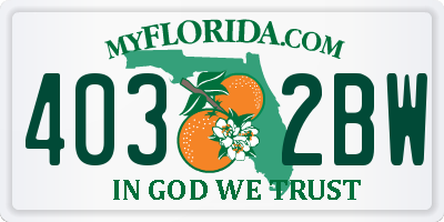 FL license plate 4032BW