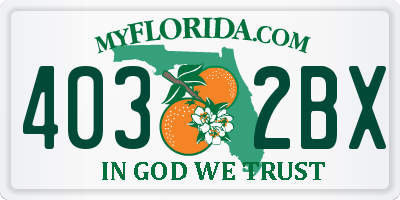 FL license plate 4032BX