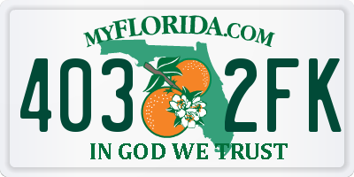 FL license plate 4032FK