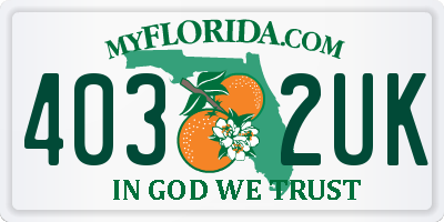 FL license plate 4032UK