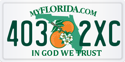 FL license plate 4032XC