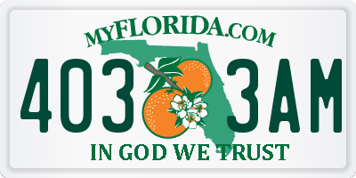 FL license plate 4033AM