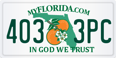 FL license plate 4033PC