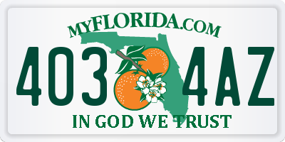 FL license plate 4034AZ