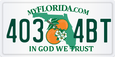 FL license plate 4034BT