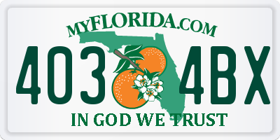 FL license plate 4034BX