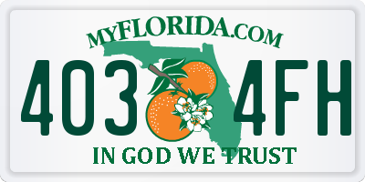 FL license plate 4034FH