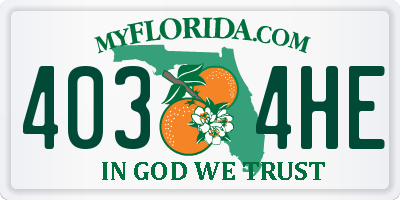 FL license plate 4034HE