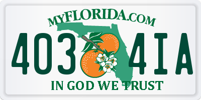 FL license plate 4034IA