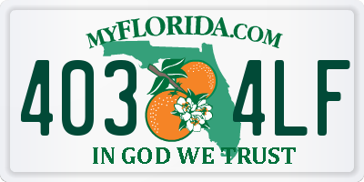 FL license plate 4034LF