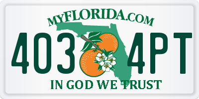 FL license plate 4034PT