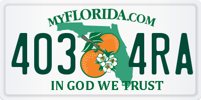 FL license plate 4034RA