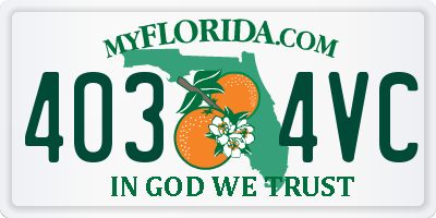 FL license plate 4034VC