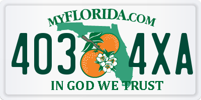 FL license plate 4034XA