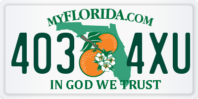 FL license plate 4034XU
