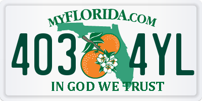 FL license plate 4034YL
