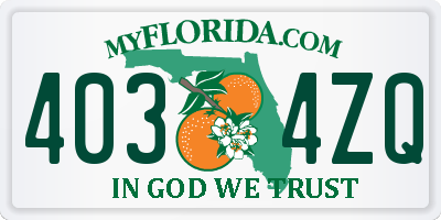 FL license plate 4034ZQ