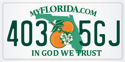 FL license plate 4035GJ
