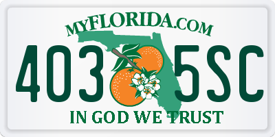 FL license plate 4035SC