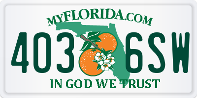 FL license plate 4036SW