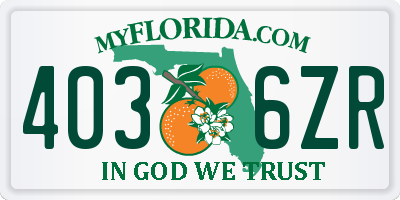FL license plate 4036ZR