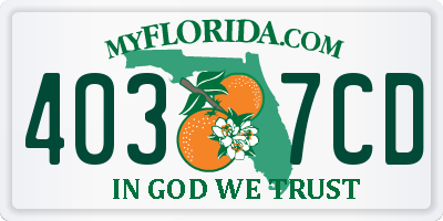 FL license plate 4037CD