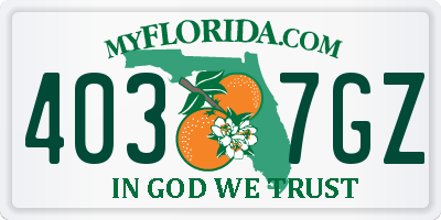 FL license plate 4037GZ