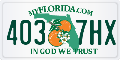 FL license plate 4037HX
