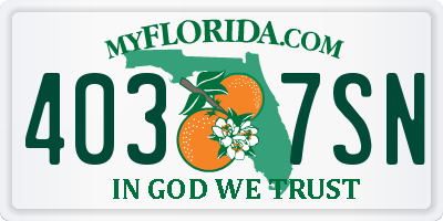 FL license plate 4037SN