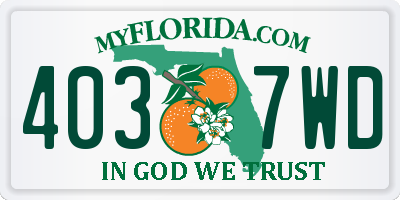 FL license plate 4037WD