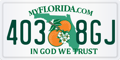 FL license plate 4038GJ