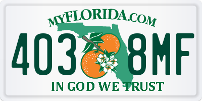 FL license plate 4038MF